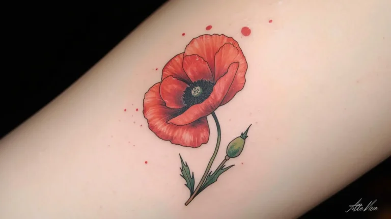 Signification du tatouage coquelicot, tatouage floral