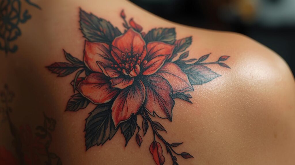 Tatouage floral épaule