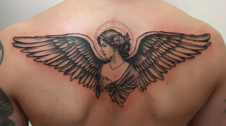 Tatouage ange avec des ailes dans le dos