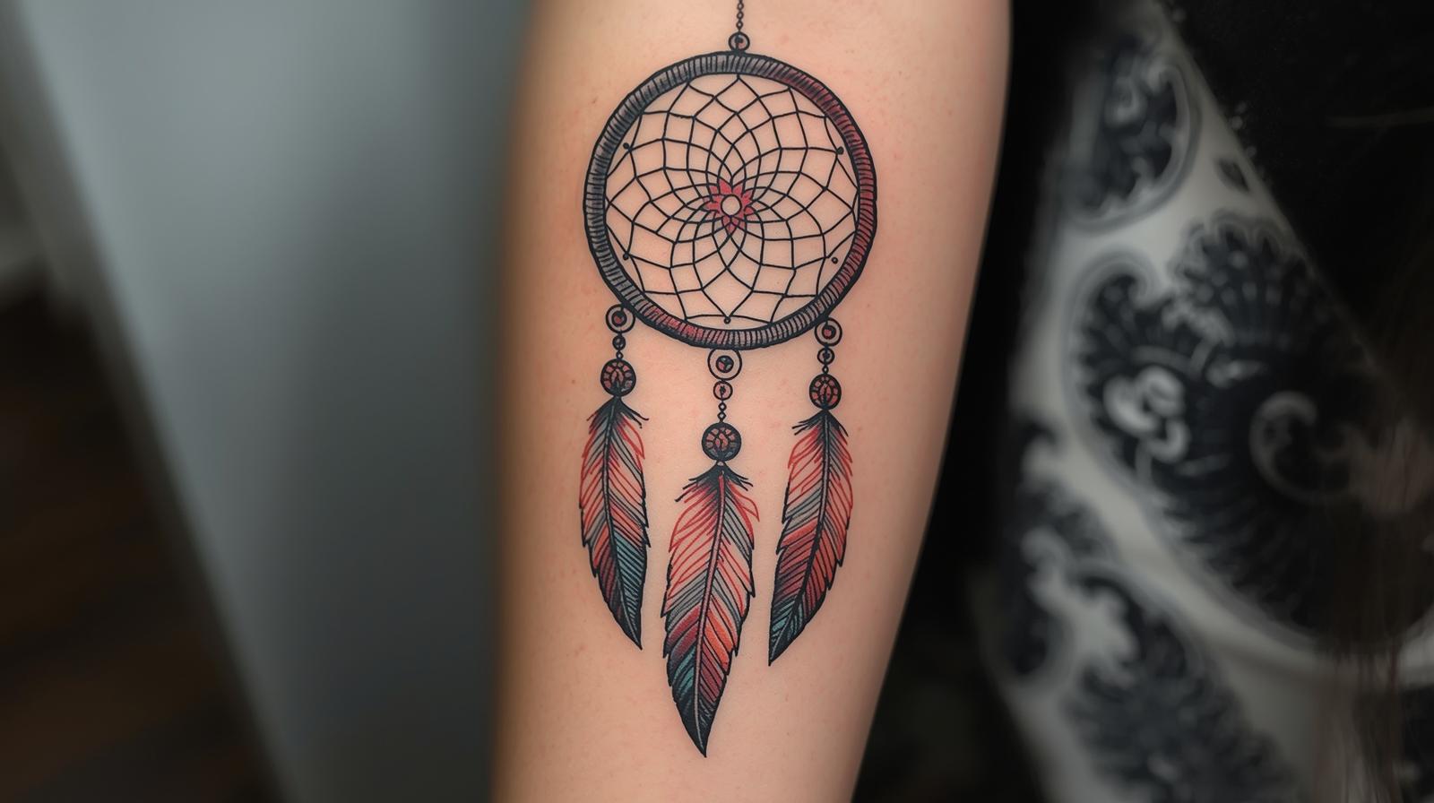 Tatouage attrape rêve sur le bras