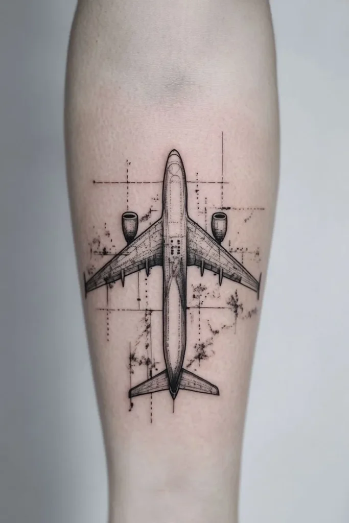 Tatouage avion sur l'avant bras
