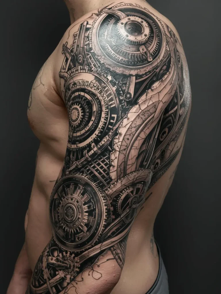 Tatouage biomécanique du bras entier