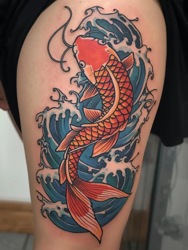 Tatouage d'une carpe koi  style japonais