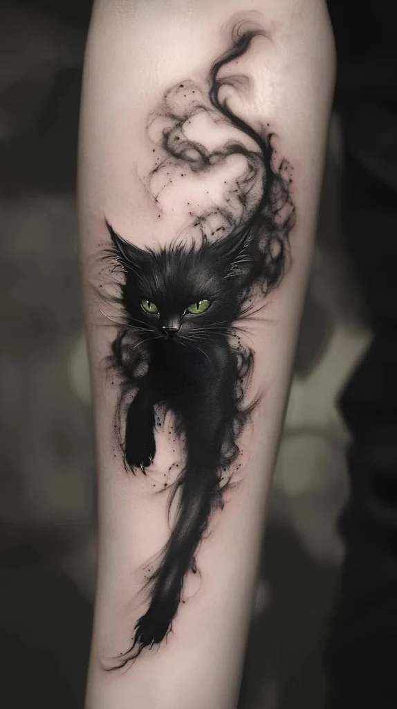 Tatouage de chat réaliste sur le bras