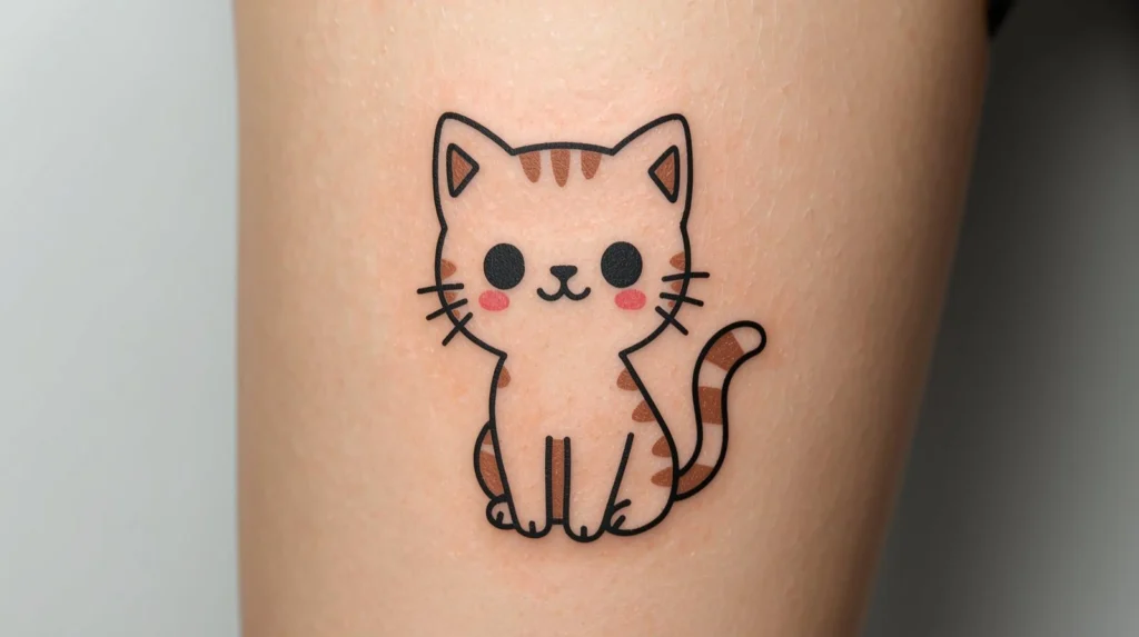 Tatouage de chat miniature et minimaliste