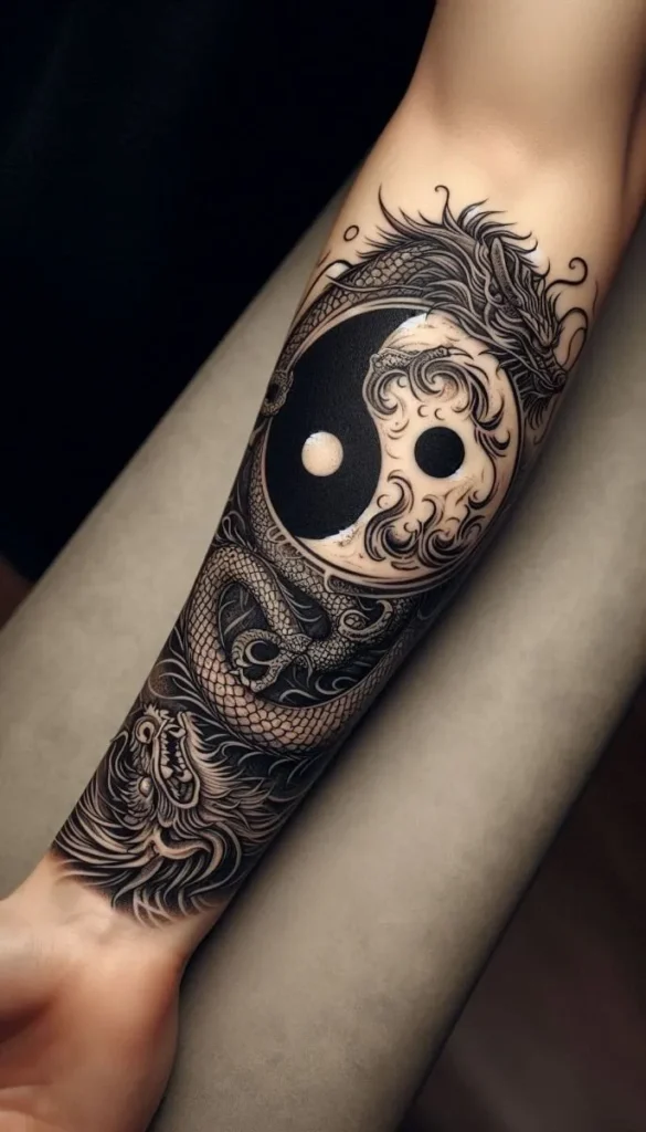 Tatouage chinois ying et yang