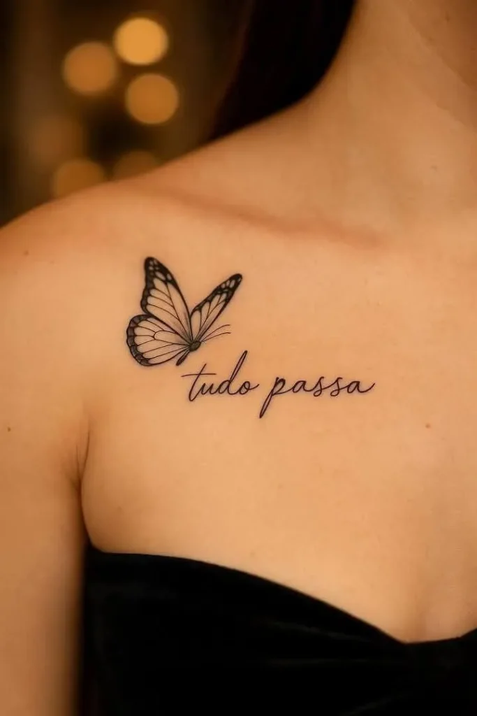Tatouage combat de la vie symbolisé par le papillon