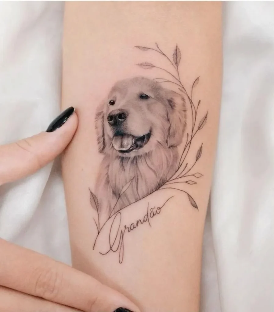 Tatouage d'un chien avec un prénom
