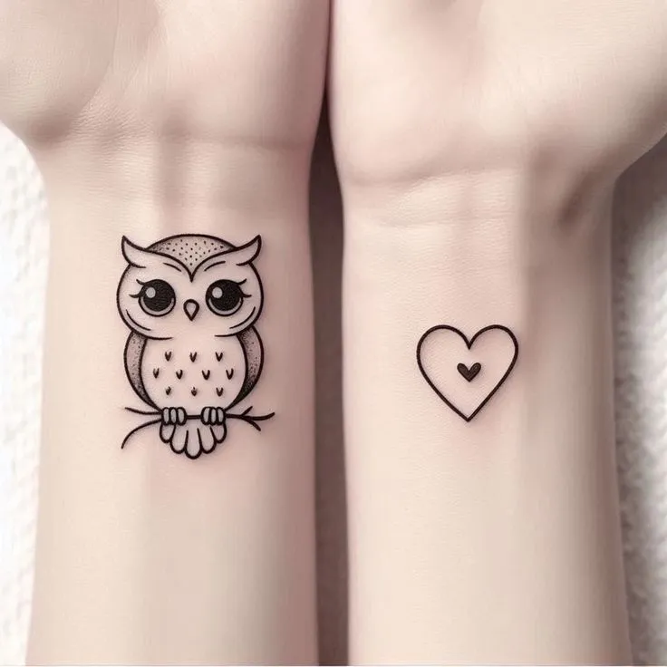 Tatouage de chouette minimaliste