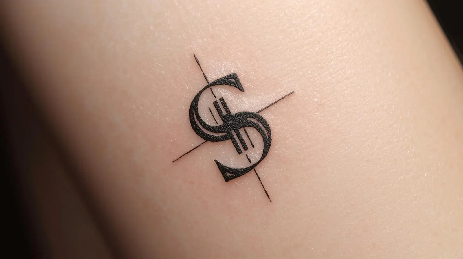 Tatouage de lettres stylisées et symboliques