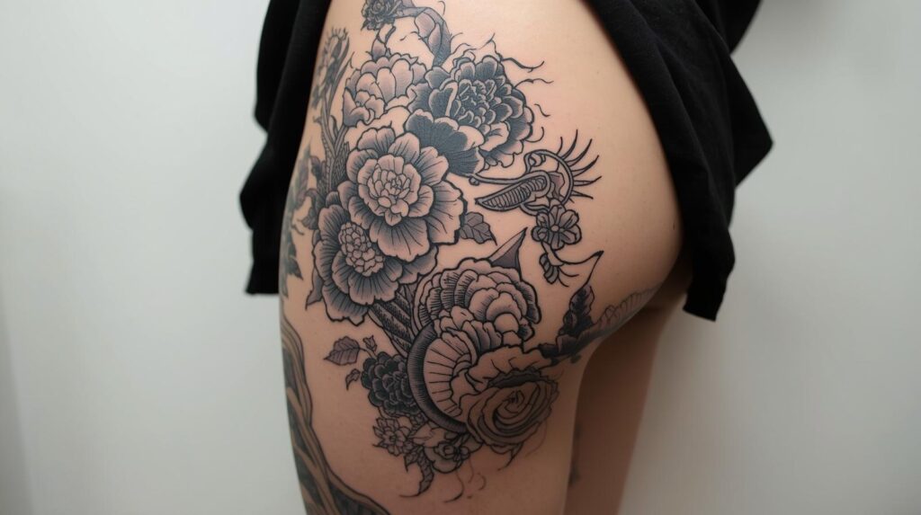 Tatouage japonais sur la cuisse