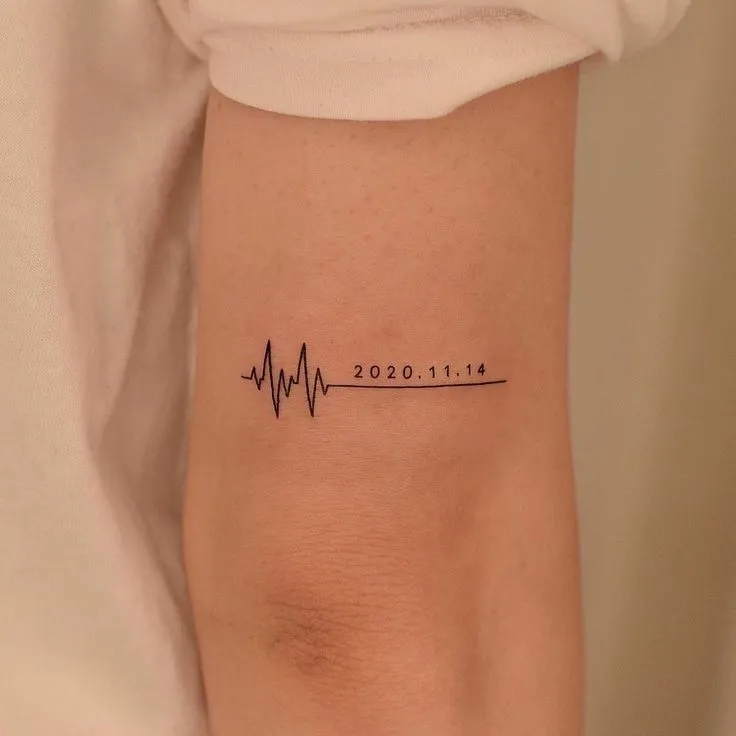 Tatouage représentant une ligne de vie avec une date