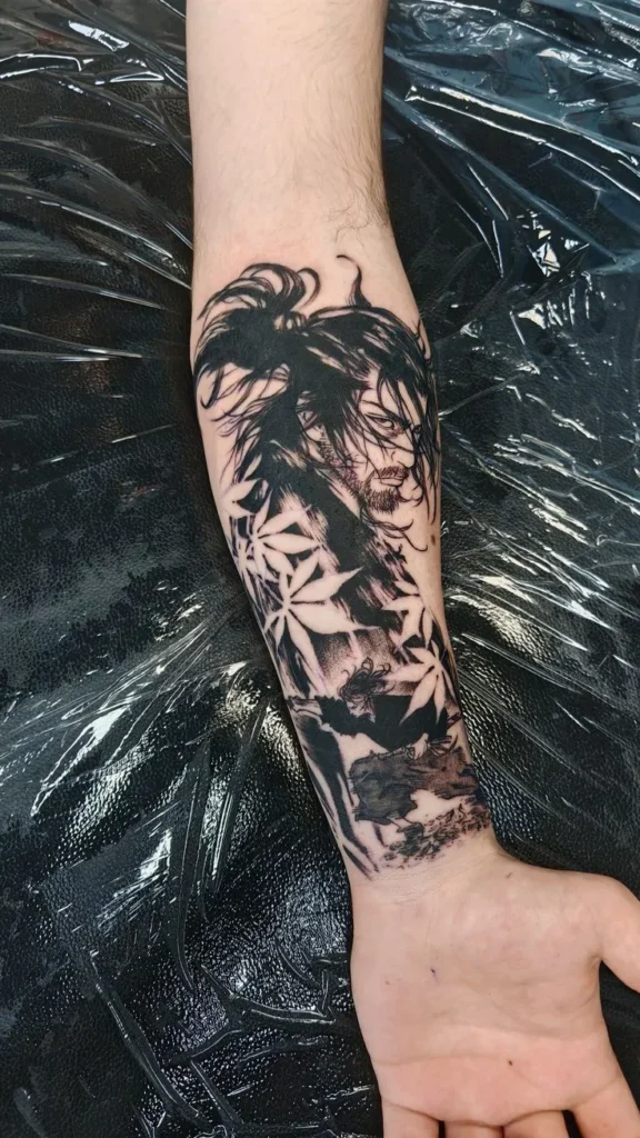 Tatouage manga japonais sur l'avant-bras
