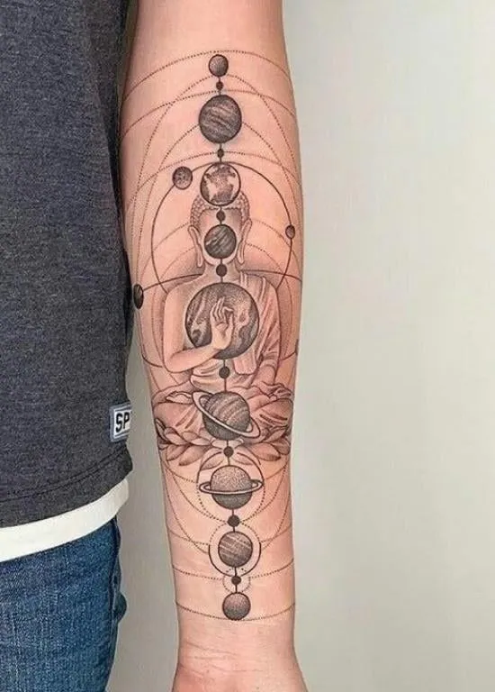 Tatouage spirituel astres et bouddhisme 