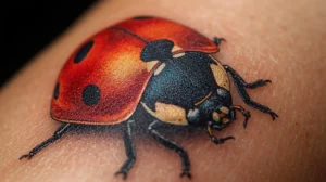 Tatouage coccinelle colorée rouge
